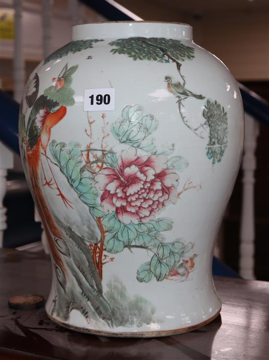 A 19th century Chinese famille rose baluster vase height 36cm